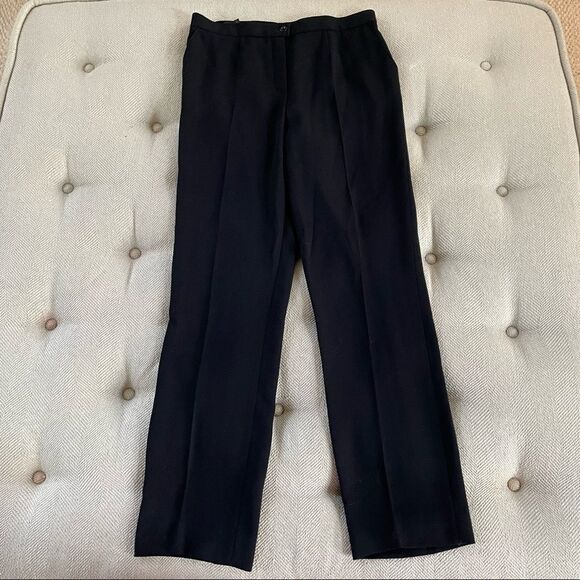 Escada Wool Flat Front Luxury Trousers Pants Slim Straight 36 S 6 - Picture 2 of 9